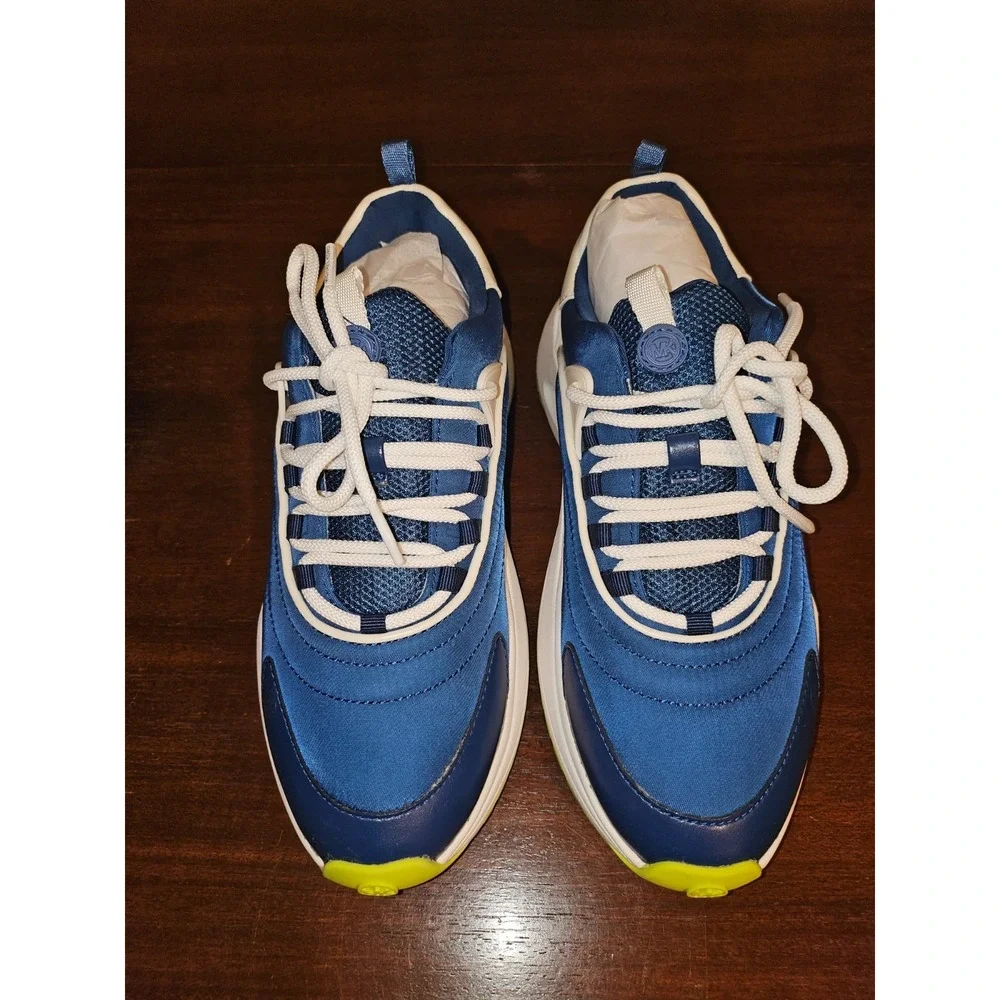 Michael Kors‎ Dara Sneakers Color Block Nylon Trainer Blue Sporty Neon Trim 7.5